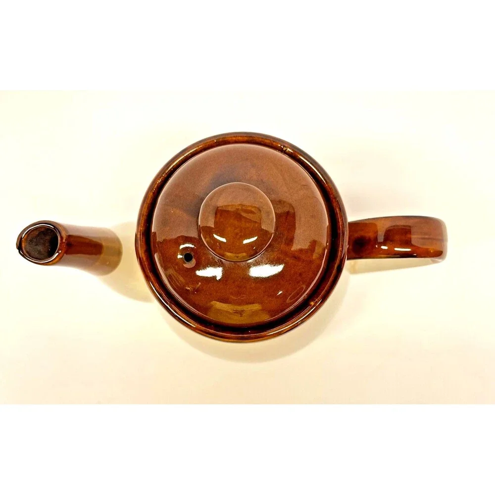 MCM Vintage Gailstyn-Sutton Brittany Ceramic Coffee/Tea Pot Brown Drip Glaze 70s